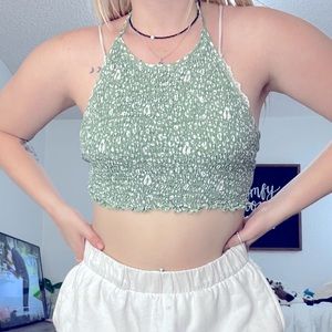 Green Leopard Halter Top